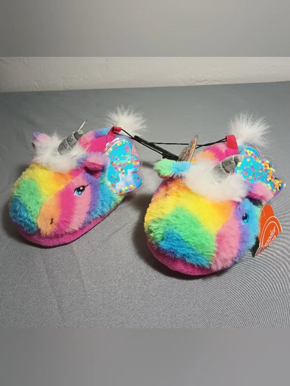 Wonder Nation Girls' Confetti Unicorn Slippers